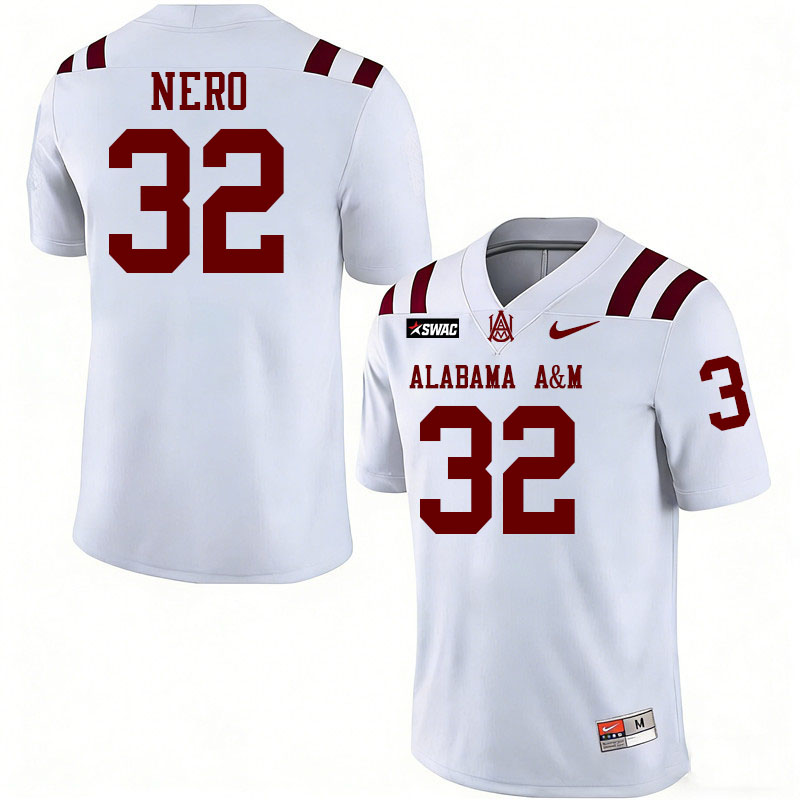 Alabama A&M Bulldogs #32 Kolton Nero College Football Jerseys,Uniforms-White